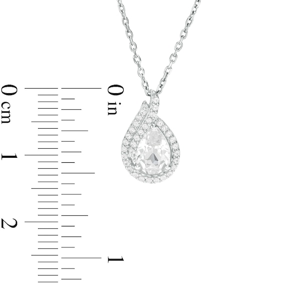 Pear-Shaped Lab-Created White Sapphire Flame Pendant in Sterling Silver