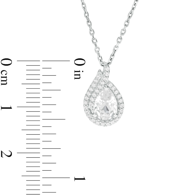 Pear-Shaped Lab-Created White Sapphire Flame Pendant in Sterling Silver|Peoples Jewellers