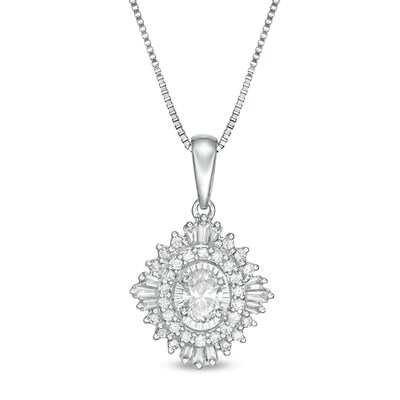 Marilyn Monroe™ Collection 0.37 CT. T.W. Oval Diamond Frame Starburst Pendant in 10K White Gold