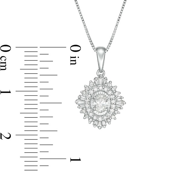 Marilyn Monroe™ Collection 0.37 CT. T.W. Oval Diamond Frame Starburst Pendant in 10K White Gold