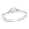 Thumbnail Image 0 of 0.13 CT. Diamond Solitaire Crossover Shank Promise Ring in 10K White Gold