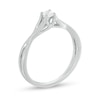 Thumbnail Image 2 of 0.13 CT. Diamond Solitaire Crossover Shank Promise Ring in 10K White Gold