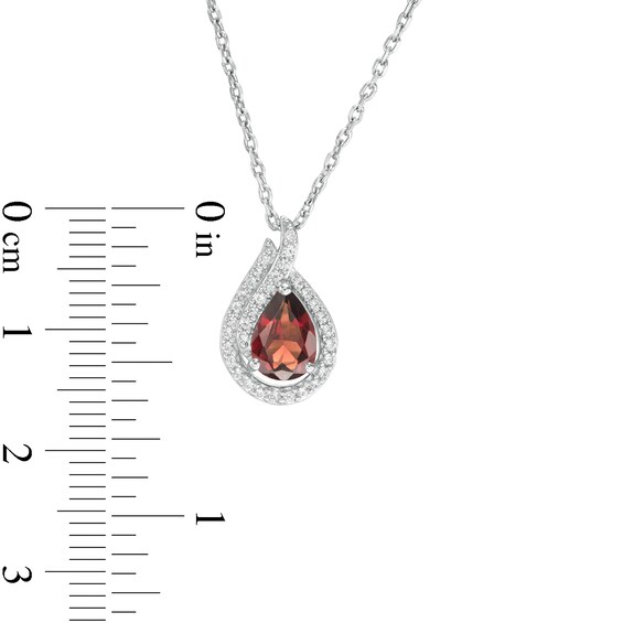 Pear-Shaped Garnet and Lab-Created White Sapphire Flame Pendant in Sterling Silver