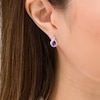 Thumbnail Image 1 of Pear-Shaped Amethyst and Lab-Created White Sapphire Flame Stud Earrings in Sterling Silver