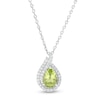 Thumbnail Image 0 of Pear-Shaped Peridot and Lab-Created White Sapphire Flame Pendant in Sterling Silver