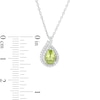 Thumbnail Image 2 of Pear-Shaped Peridot and Lab-Created White Sapphire Flame Pendant in Sterling Silver