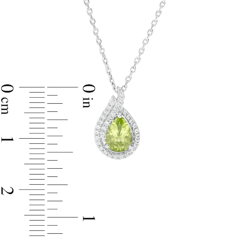 Pear-Shaped Peridot and Lab-Created White Sapphire Flame Pendant in Sterling Silver