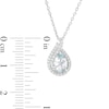 Pear-Shaped Aquamarine and Lab-Created White Sapphire Flame Pendant in Sterling Silver