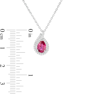 Pear-Shaped Lab-Created Ruby and White Sapphire Flame Pendant in Sterling Silver