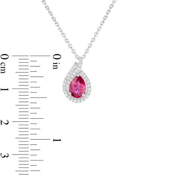 Pear-Shaped Lab-Created Ruby and White Sapphire Flame Pendant in Sterling Silver