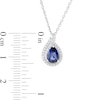 Pear-Shaped Lab-Created Blue and White Sapphire Flame Pendant in Sterling Silver