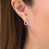 Thumbnail Image 1 of Pear-Shaped Lab-Created Ruby and White Sapphire Flame Stud Earrings in Sterling Silver