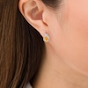 Pear-Shaped Citrine and Lab-Created White Sapphire Flame Stud Earrings in Sterling Silver