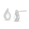 Thumbnail Image 0 of Pear-Shaped Lab-Created Opal and White Sapphire Flame Stud Earrings in Sterling Silver