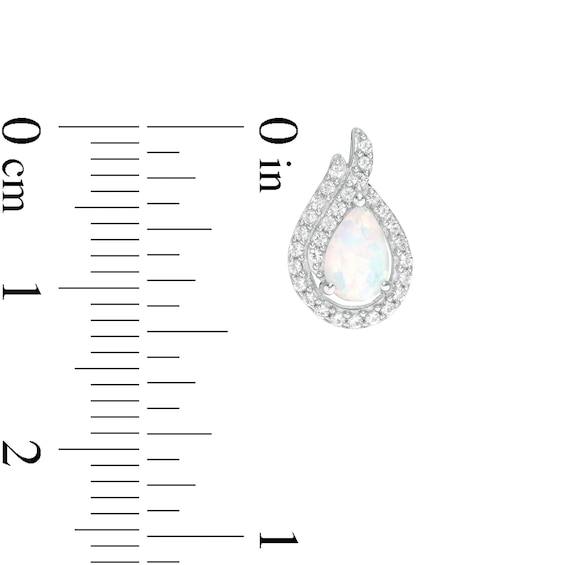 Pear-Shaped Lab-Created Opal and White Sapphire Flame Stud Earrings in Sterling Silver