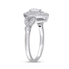 0.50 CT. T.W. Pear-Shaped Diamond Double Frame Leaf-Sides Vintage-Style Engagement Ring in 10K White Gold