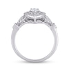 Thumbnail Image 4 of 0.50 CT. T.W. Pear-Shaped Diamond Double Frame Leaf-Sides Vintage-Style Engagement Ring in 10K White Gold