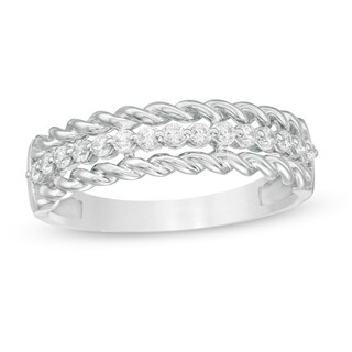 0.18 CT. T.W. Diamond Rope Edge Anniversary Band in 10K Gold