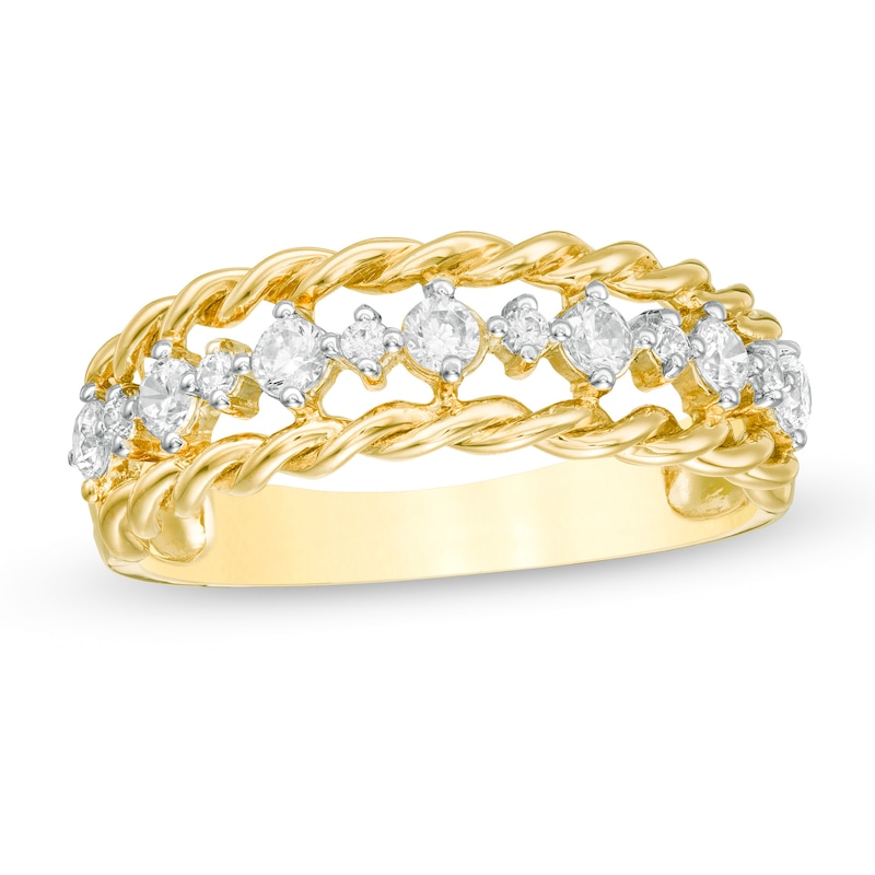 Main Image 1 of 0.37 CT. T.W. Diamond Rope Edge Anniversary Band in 10K Gold