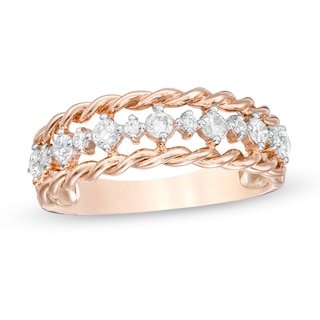 0.37 CT. T.W. Diamond Rope Edge Anniversary Band in 10K Rose Gold