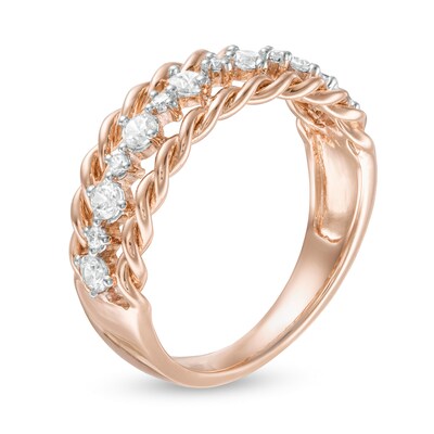 0.37 CT. T.W. Diamond Rope Edge Anniversary Band in 10K Rose Gold