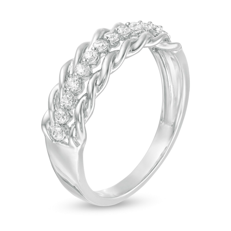 0.18 CT. T.W. Diamond Twist Edge Anniversary Band in 10K White Gold