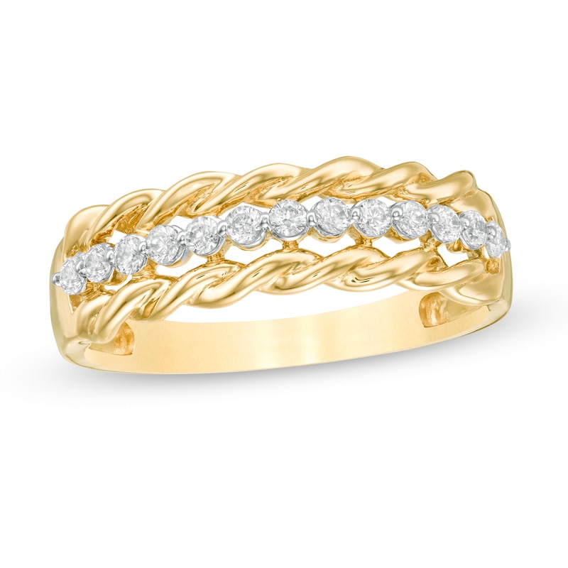 Main Image 1 of 0.18 CT. T.W. Diamond Twist Edge Anniversary Band in 10K Gold