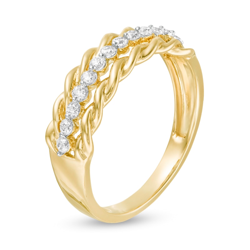 Main Image 3 of 0.18 CT. T.W. Diamond Twist Edge Anniversary Band in 10K Gold