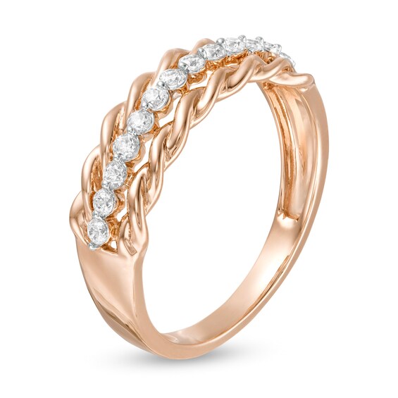 0.18 CT. T.W. Diamond Twist Edge Anniversary Band in 10K Rose Gold