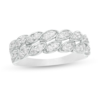 0.37 CT. T.W. Diamond Leaf Double Row Anniversary Band in 10K Gold