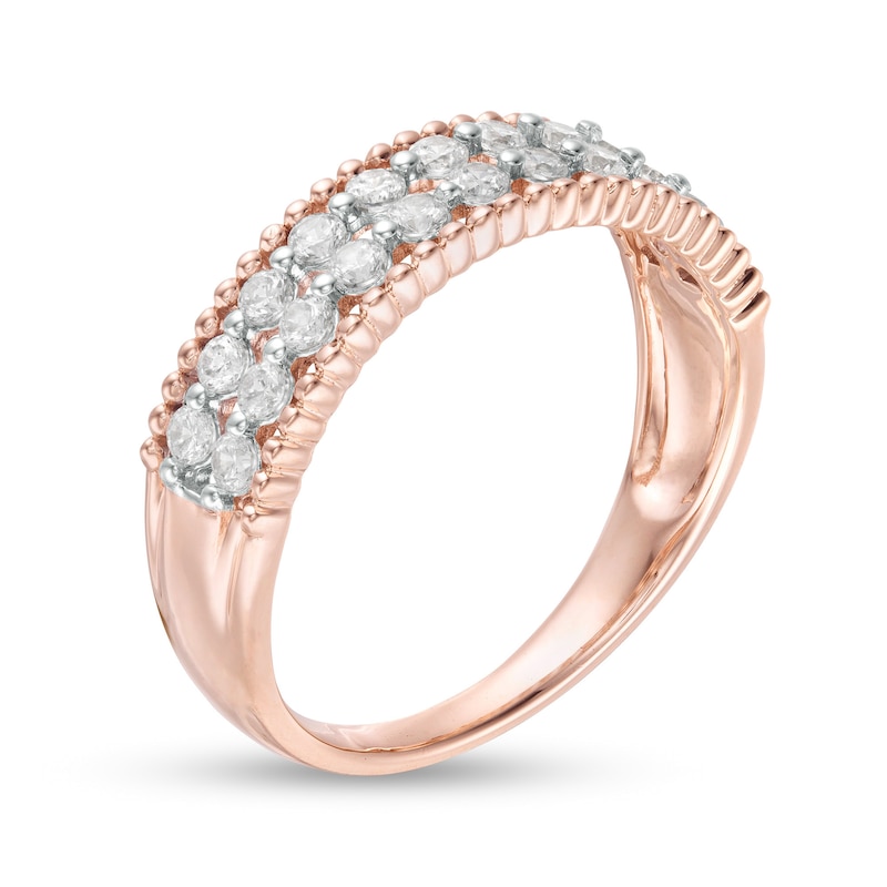 0.45 CT. T.W. Diamond Double Row Beaded Edge Anniversary Band in 10K Rose Gold|Peoples Jewellers