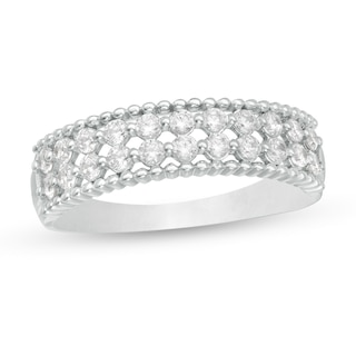 0.45 CT. T.W. Diamond Double Row Beaded Edge Anniversary Band in 10K Gold