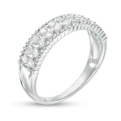 0.45 CT. T.W. Diamond Double Row Beaded Edge Anniversary Band in 10K Gold