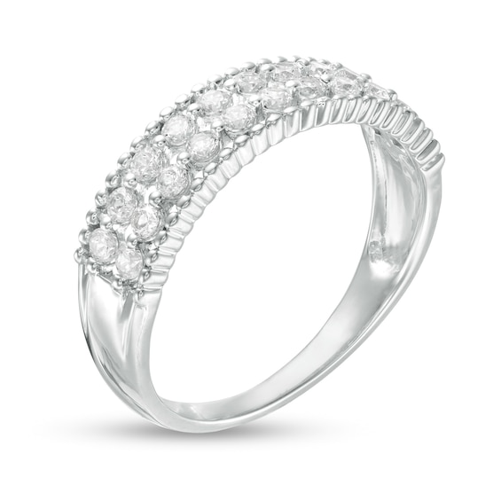 0.45 CT. T.W. Diamond Double Row Beaded Edge Anniversary Band in 10K Gold