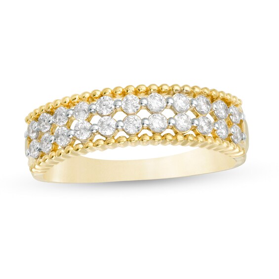 0.45 CT. T.W. Diamond Double Row Beaded Edge Anniversary Band in 10K Gold