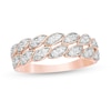 Thumbnail Image 0 of 0.37 CT. T.W. Diamond Leaf Double Row Anniversary Band in 10K Rose Gold