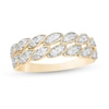 Thumbnail Image 1 of 0.37 CT. T.W. Diamond Leaf Double Row Anniversary Band in 10K Gold