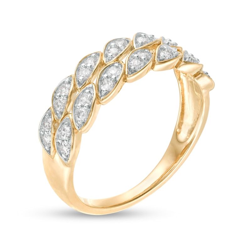 Main Image 3 of 0.37 CT. T.W. Diamond Leaf Double Row Anniversary Band in 10K Gold