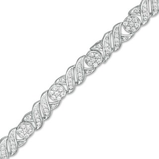 1.00 CT. T.W. Diamond Twist Link Alternating Bracelet in 10K White Gold