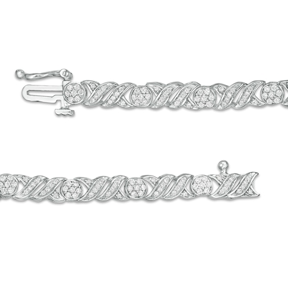 1.00 CT. T.W. Diamond Twist Link Alternating Bracelet in 10K White Gold