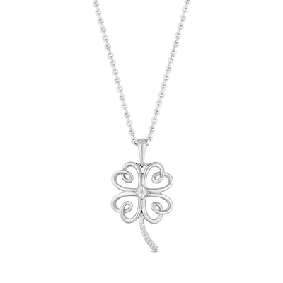 Hallmark Diamonds Inspiration 0.04 CT. T.W. Diamond Clover Pendant in Sterling Silver