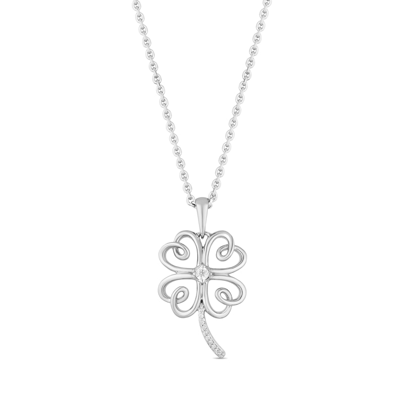 Hallmark Diamonds Inspiration 0.04 CT. T.W. Diamond Clover Pendant in Sterling Silver