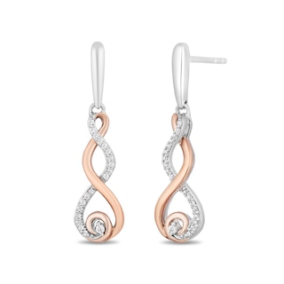 Hallmark Diamonds Gratitude 0.085 CT. T.W. Diamond Flame Drop Earrings in Sterling Silver and 10K Rose Gold