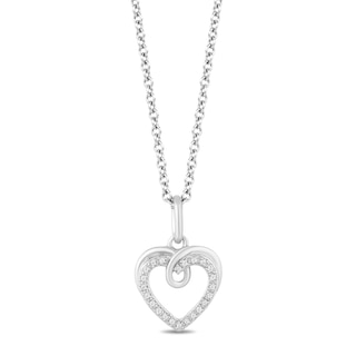 Hallmark Diamonds Love Diamond Accent Looped Heart Pendant in Sterling Silver