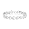 Thumbnail Image 0 of Hallmark Diamonds Love 0.085 CT. T.W. Diamond Sideways Alternating Hearts Bracelet in Sterling Silver - 7.5"