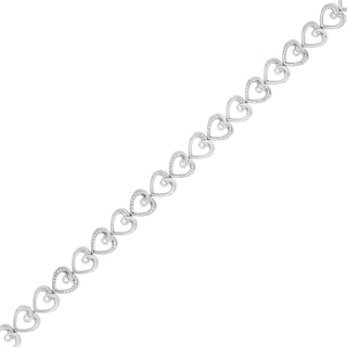 Hallmark Diamonds Love 0.085 CT. T.W. Diamond Sideways Alternating Hearts Bracelet in Sterling Silver - 7.5"