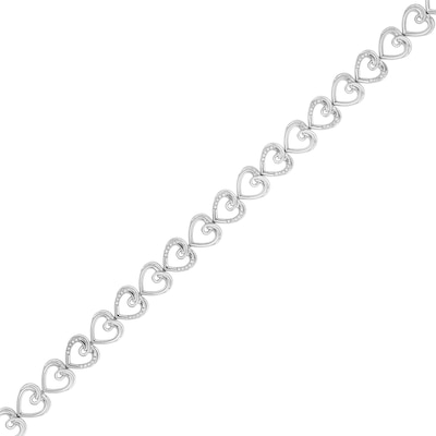 Hallmark Diamonds Love 0.085 CT. T.W. Diamond Sideways Alternating Hearts Bracelet in Sterling Silver - 7.5"