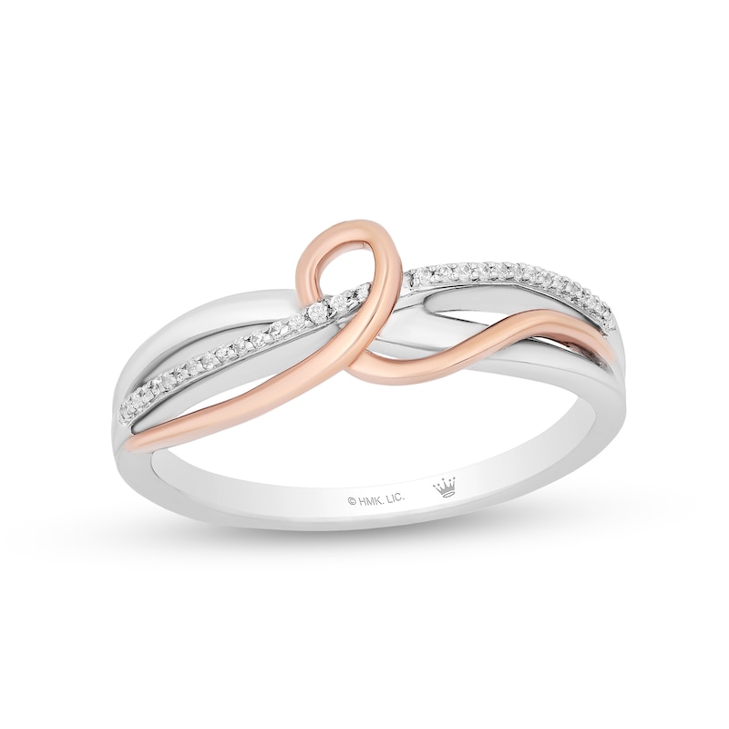 Hallmark Diamonds Gratitude 0.04 CT. T.W. Diamond Knot Twist Shank Ring in Sterling Silver and 10K Rose Gold|Peoples Jewellers