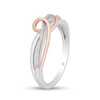 Thumbnail Image 1 of Hallmark Diamonds Gratitude 0.04 CT. T.W. Diamond Knot Twist Shank Ring in Sterling Silver and 10K Rose Gold
