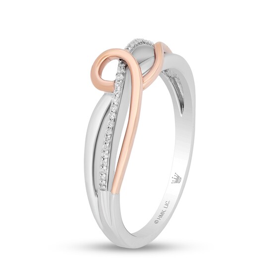 Hallmark Diamonds Gratitude 0.04 CT. T.W. Diamond Knot Twist Shank Ring in Sterling Silver and 10K Rose Gold